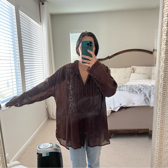 FREE PEOPLE FP ONE Floral Eyelet Embroidered Tunic - Picture 7 of 12